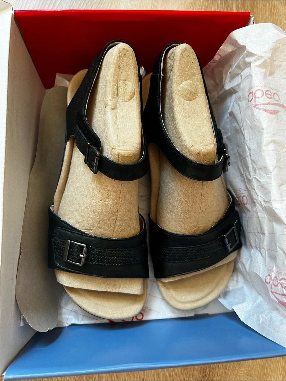 ABEO Nora NW0269 Black Leather Orthotic Sandals Women's Size 8 Neutral Comfort